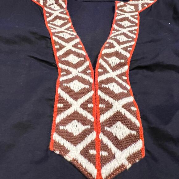 Tory Burch Embroidered Navy Tunic Size 6 Lightweight Sheer Casual Boho Beachy - Picture 8 of 8